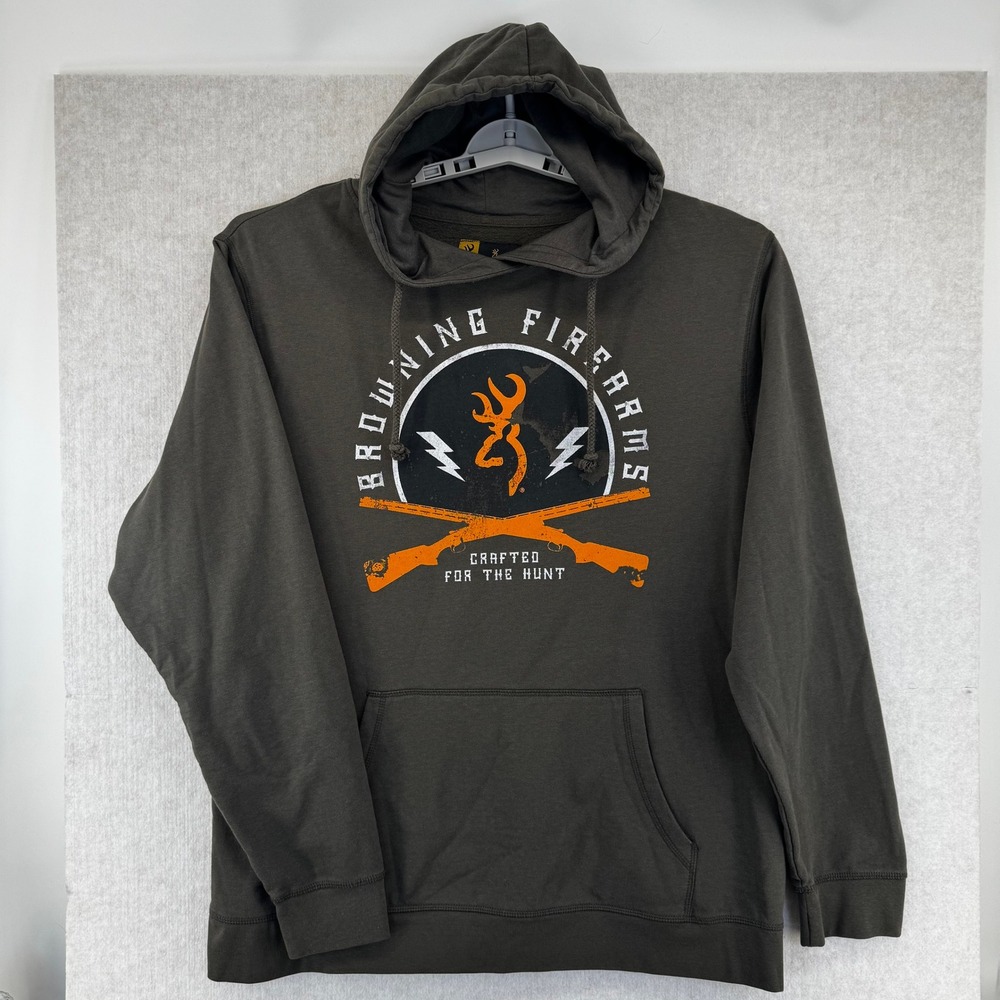 Browning Firearms Crafted For The Hunt Graphic Mens XL Army Green Hoodie